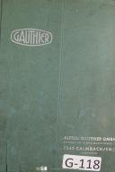 Gauthier-Gauthier Swiss Type Auto Gear Hobber Grinder Operators Manual-GM12-01